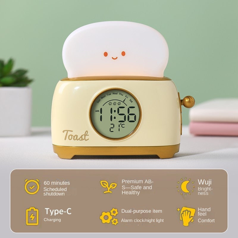 Bread Alarm Clock with Night Light & Timer
